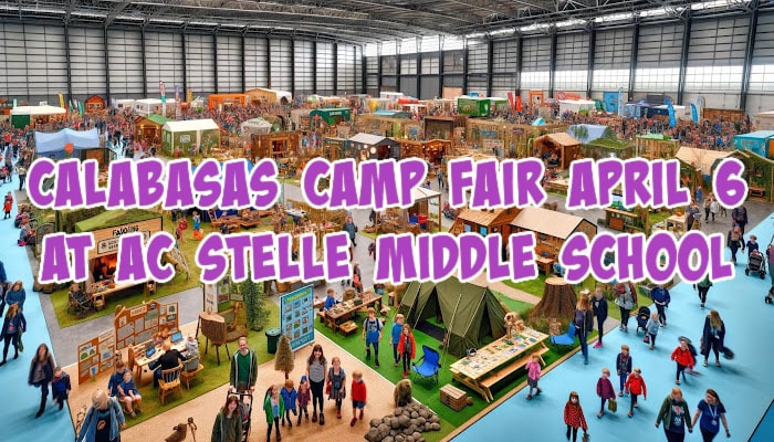 Picture of the Bustling Calabasas Camp Fair, taking place inside the AC Stelle Multi Purpose Room April 6