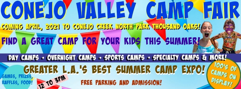 Large and colorful Conejo Valley Camp Fair 2021 promotional banner