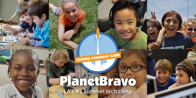 Campers having fun doing various camp activities at Planet Bravo Summer Tech Camp in Los Angeles