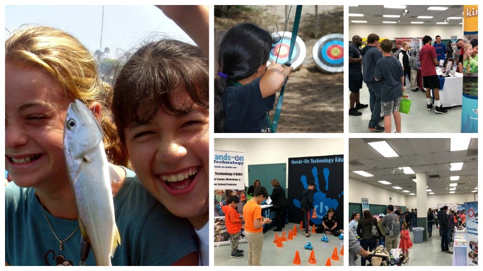 Collage of photos highlighting the Sunday, March 13 Los Angeles Summer Camp Fair and Expo taking place at UCLA.