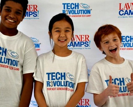 Three campers at Camp Tech Revolution at UCLA