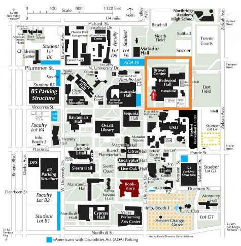 Map of California State University Northridge where the L.A. Camp Fair takes place.