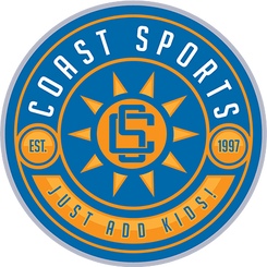 Coast Sports Camp blue and gold logo.
