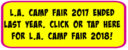 Yellow and pink buttong linking to the L.A. Camp Fair 2018 webpage.