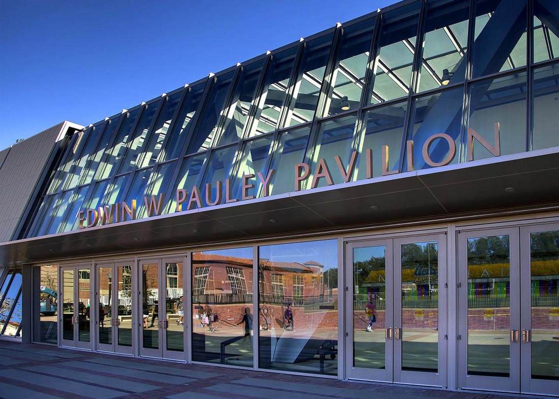 Outdoor picture of Pauley Pavilion, UCLA, home of the 2023 L.A. Summer Camp Fair.