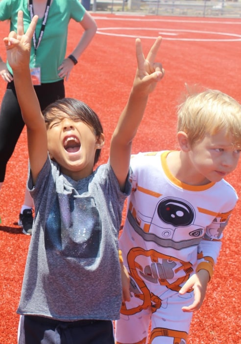 Campers in a photo collage participating in various camp activities at Planet Bravo Summer Camp's studio city location.