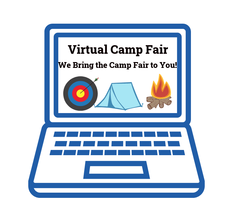 Computer graphic highlighting the virtual camp fairs 